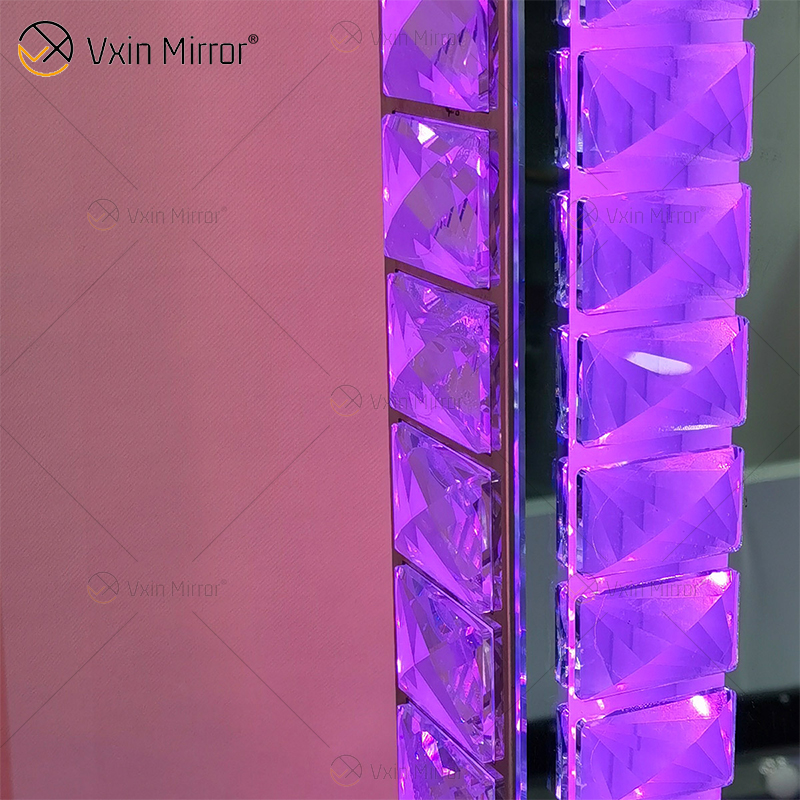 Vanity Hollywood LED mit Bluetooth WXDL-1208 Kristall-Tischplatte Ovaler Schminkspiegel im dekorativen Stil mit LED-Licht-Schlafzimmer-Sets