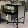 Vanity Modern Silber Glas Schmiedeeisen Möbel Nachttisch mit 2 Schubladen verspiegelter Nachttisch für Schlafzimmer