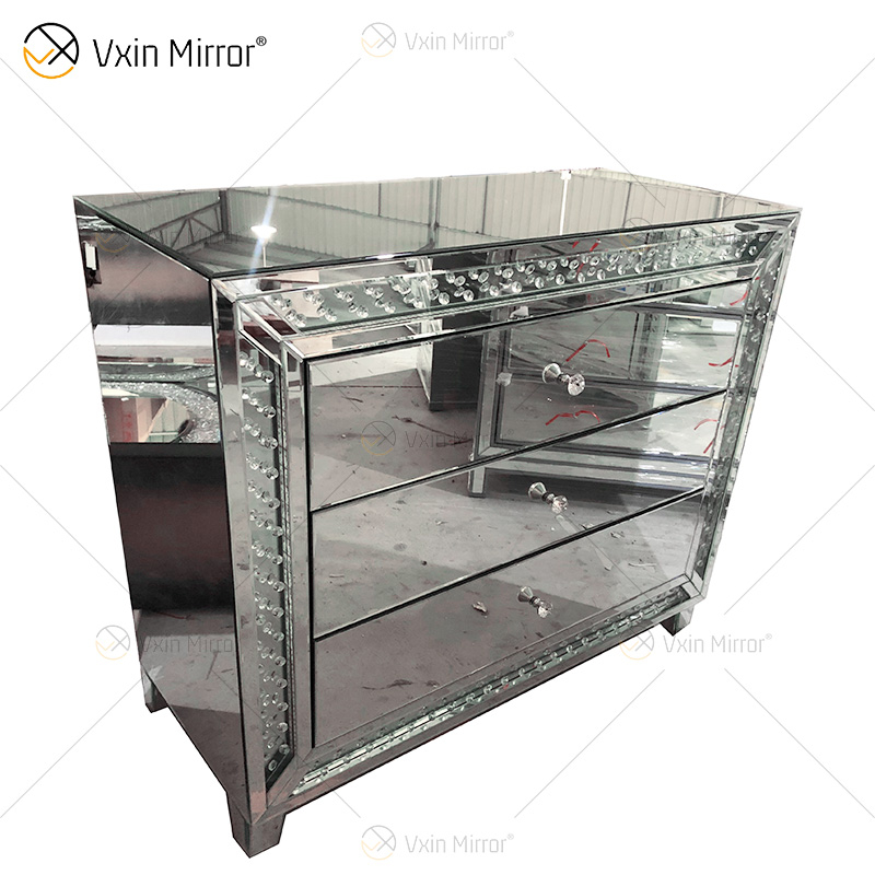 WXF-2140 Achteckige LED-Perlen, einfache Mode, drei Schubladen, LED-Schrank, passender LED-Spiegel, benutzerdefinierter Stecker