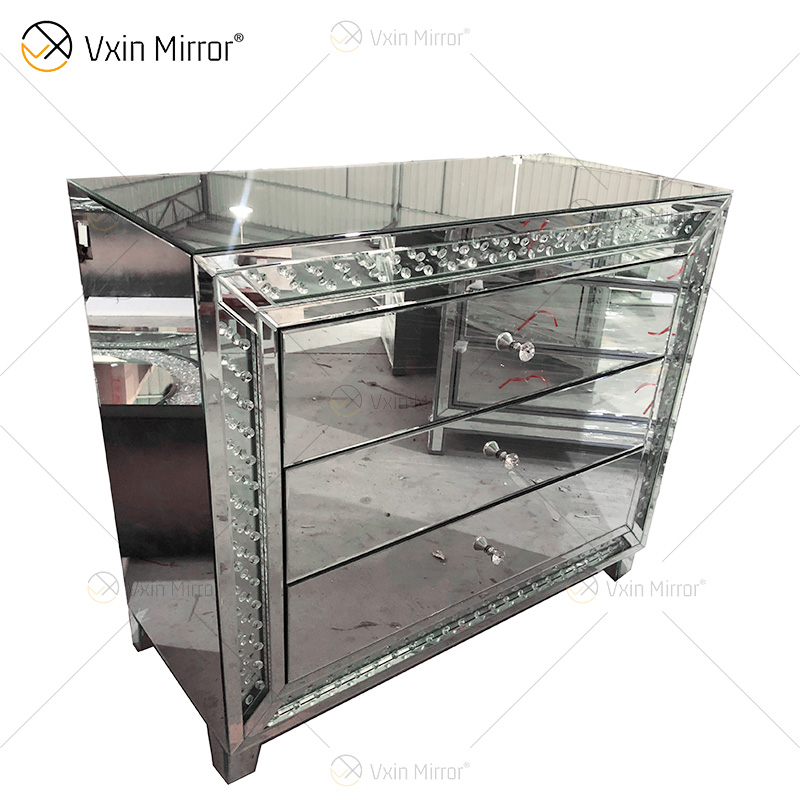 WXF-2140 Achteckige LED-Perlen, einfache Mode, drei Schubladen, LED-Schrank, passender LED-Spiegel, benutzerdefinierter Stecker