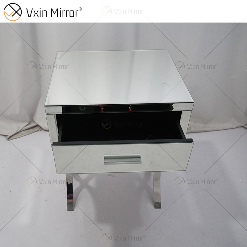 Vanity Modern WXF-218 Silber Schlafzimmermöbel Kristall verspiegelter Nachttisch mit Schublade Moderner Nachttisch