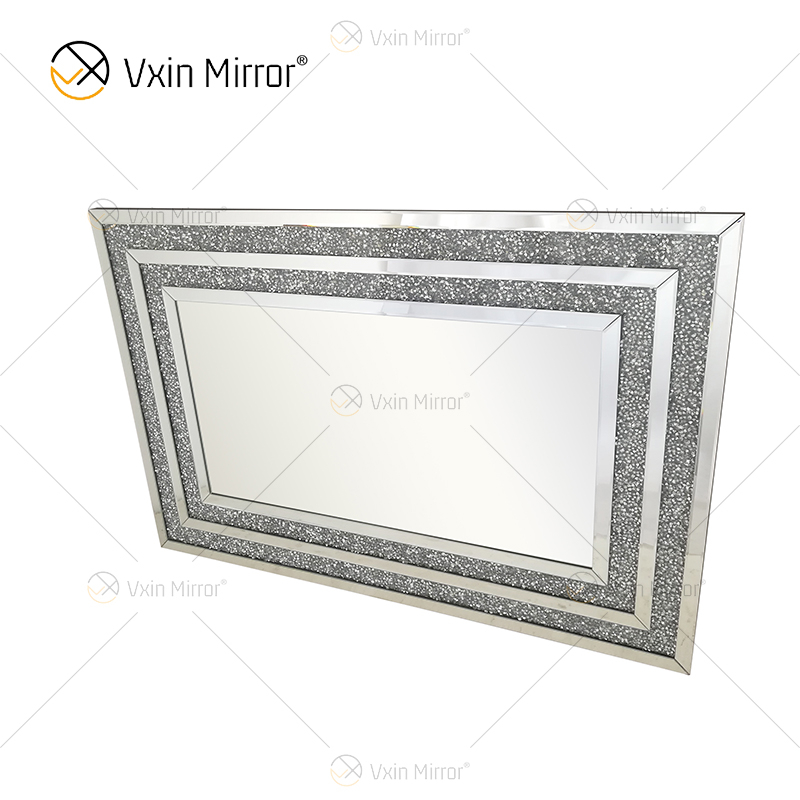 WXM-1776 Wanddekoration Silber Crushed Diamond Glas Wandbehang Spiegel