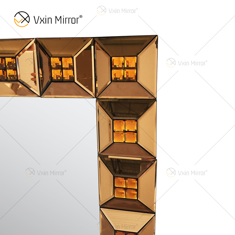 Heißer Verkauf WXM-1118 Wanddekoration Brown Luxury Wall Einzigartiger 3D-Spiegel Wandbehang Spiegel