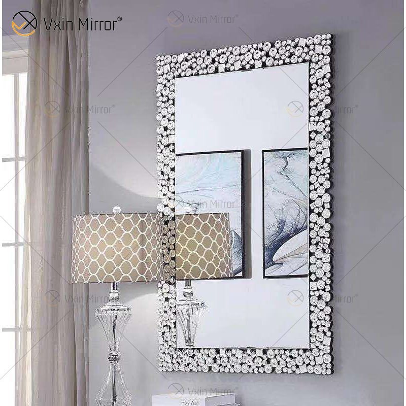 Acryl Anzug Top Qualität Silber Große Kristall Wandspiegel Beistelltisch Couchtisch Wohnzimmer Kristall Sets