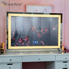 Vanity Hollywood LED mit Bluetooth WXDL-1208 Kristallsand-Tischplatte Ovaler Schminkspiegel im dekorativen Stil für Schlafzimmer-Sets