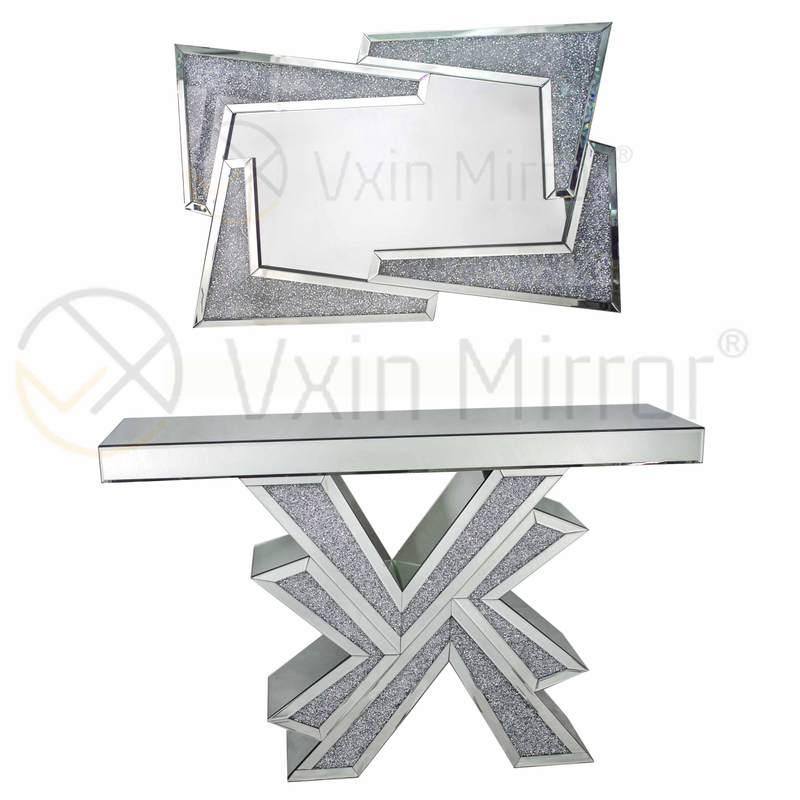 Guter Lieferant Vxin Home Decor V Silberne Möbel Moderner Crush Diamond Konsolentisch mit modernem Spiegel