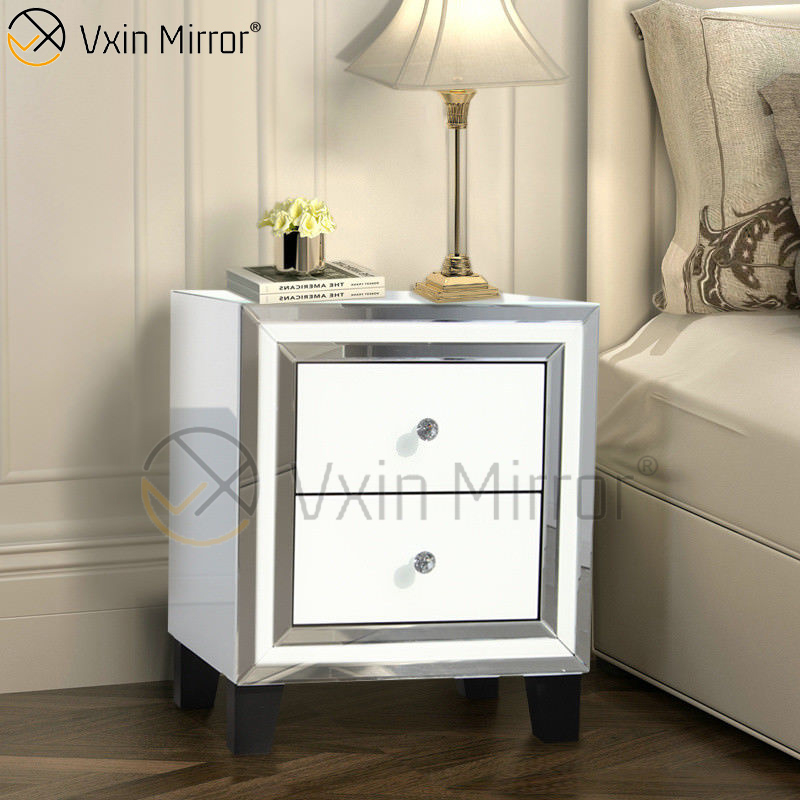 Hot Sale Home Weißglasmöbel 2 Schubladen Spiegelschrank Kommode WXF-786