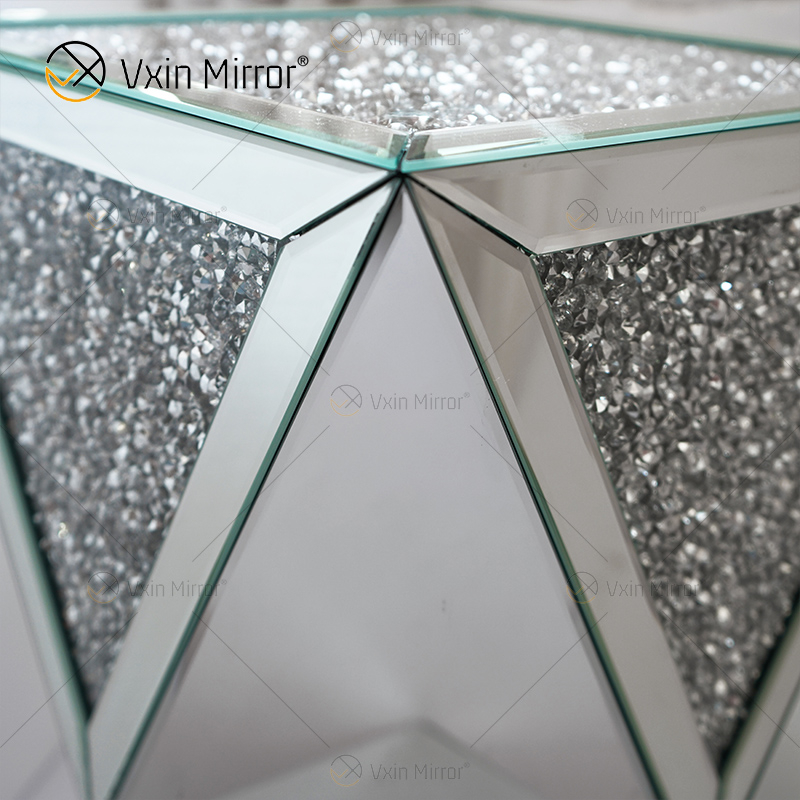 Factory Hot Sale WXF-081 Silver Diamond Beistelltisch 3D Modern Luxury Mirrored Beistelltisch