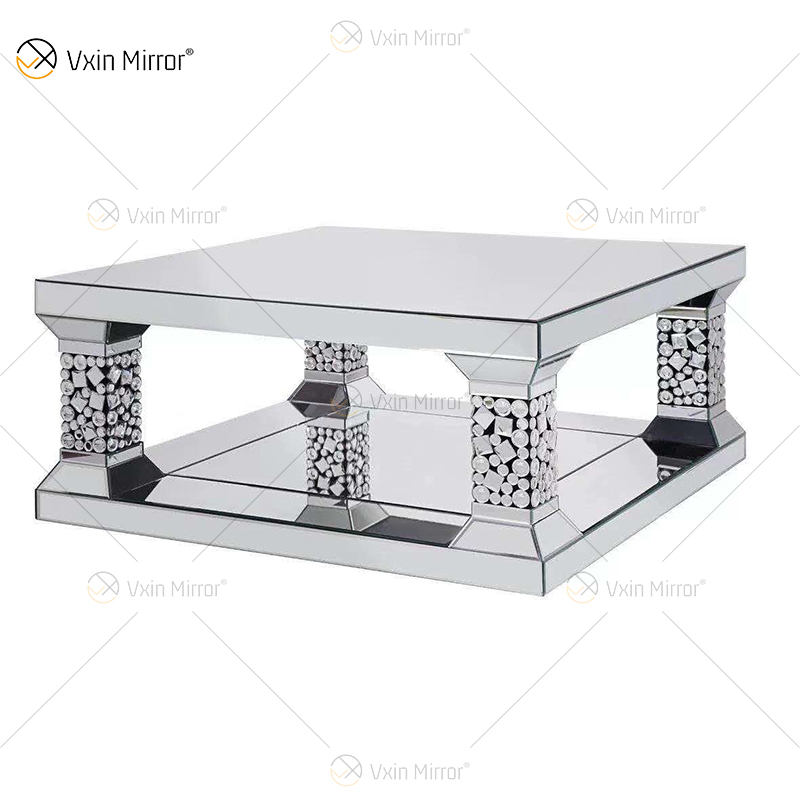 Acryl Anzug Top Qualität Silber Große Kristall Wandspiegel Beistelltisch Couchtisch Wohnzimmer Kristall Sets