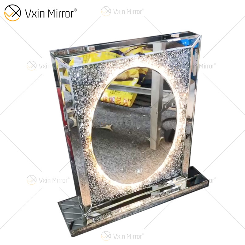 Professionelles Produkt Hochwertiger Vxin-Spiegel WXM-2596 3-farbiger LED-Licht-Diamant-einfacher stilvoller Schminkspiegel-Touchscreen