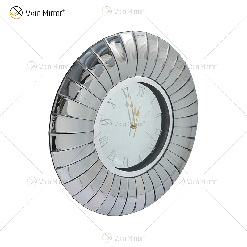 Gespiegelte Uhr WXMC-087 Silber Biegewanddekor Elegante 3D-Kristalluhr