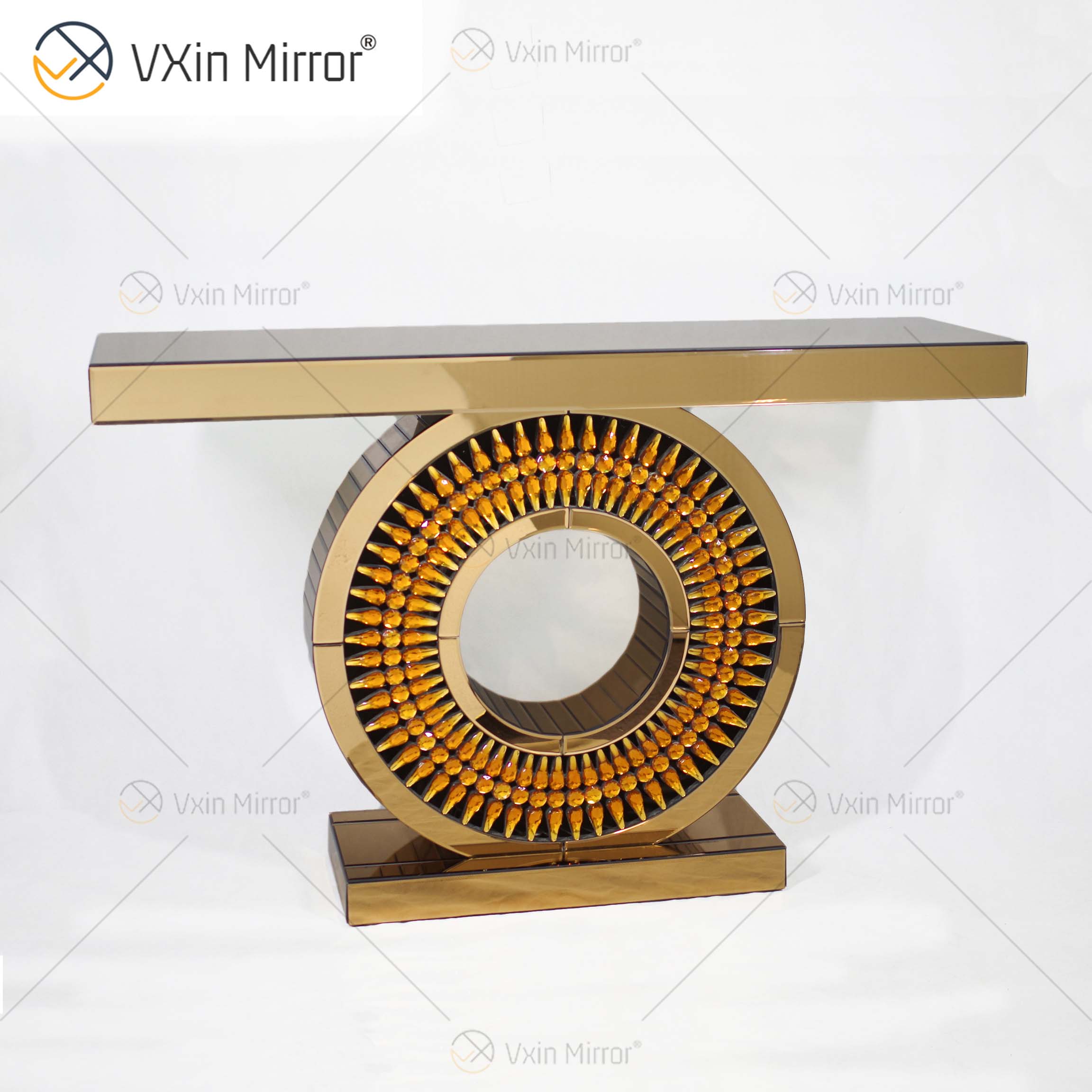 Heißer Verkauf 1000 Stück WXF-039 Golden Brown Luxury Console Table mit Mirror Mirror Console Table