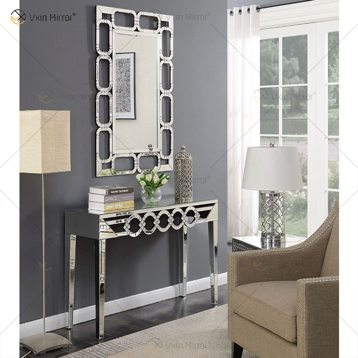 China-Lieferant-moderner berühmter silberner Crush-Diamant-Wohnzimmer-Glaskonsolentisch