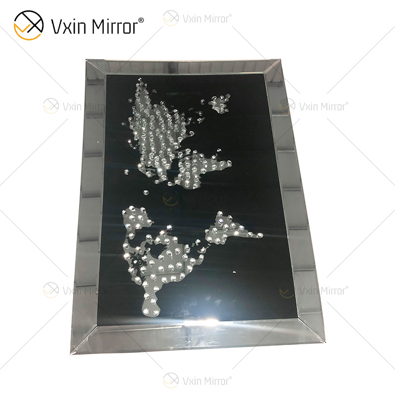 VXin WXPP-20 Wohnkultur Glasrahmen gespiegelt Karte Wandkunst Kristallporzellanmalerei Spiegelwandkunst