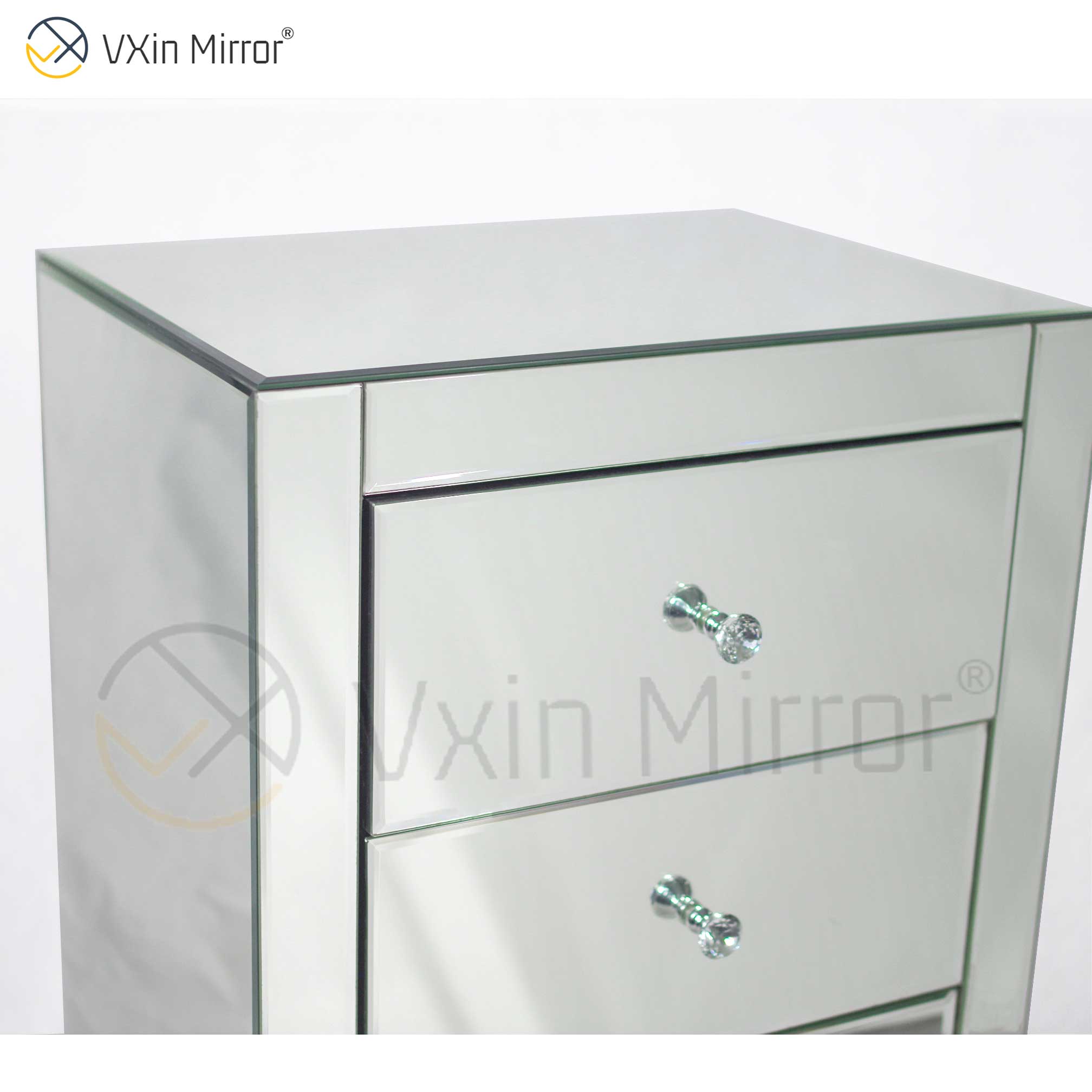 Moderne Schlafzimmermöbel verspiegelter Nachttisch mit Schubladen, angepasst für Sofas WXF-031