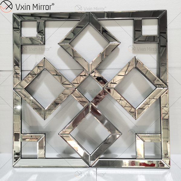 Quadratischer verspiegelter dekorativer Wandspiegel mit abgeschrägter Kante Moderner modischer Wandspiegel WXM-1580