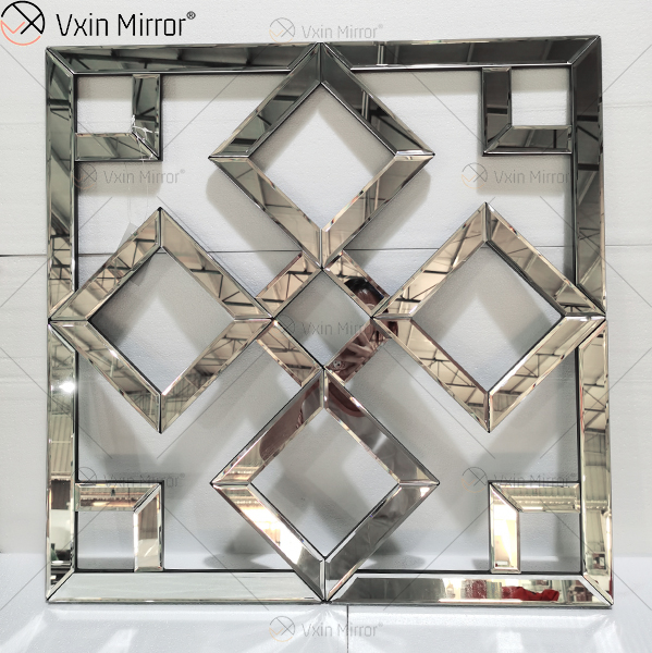 Quadratischer verspiegelter dekorativer Wandspiegel mit abgeschrägter Kante Moderner modischer Wandspiegel WXM-1580