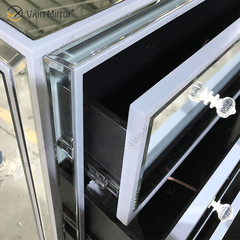 Vxin Spiegel WXR-006 Silber Home Decor verspiegelter Schrank mit 5 Schubladen