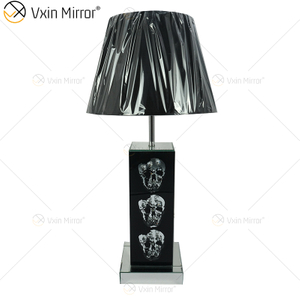 Vxin Supply Gothic Style WXTL-79 Tischspiegellampe mit silbernem schwarzem Totenkopf und Lampenschirm für Hotel
