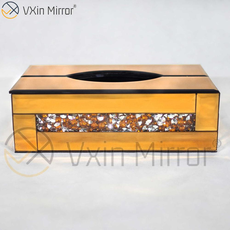 Vxin Spiegel WXB-001 Braun Luxus Glas Crushed Diamond Tissue Box Spiegel Tissue Box
