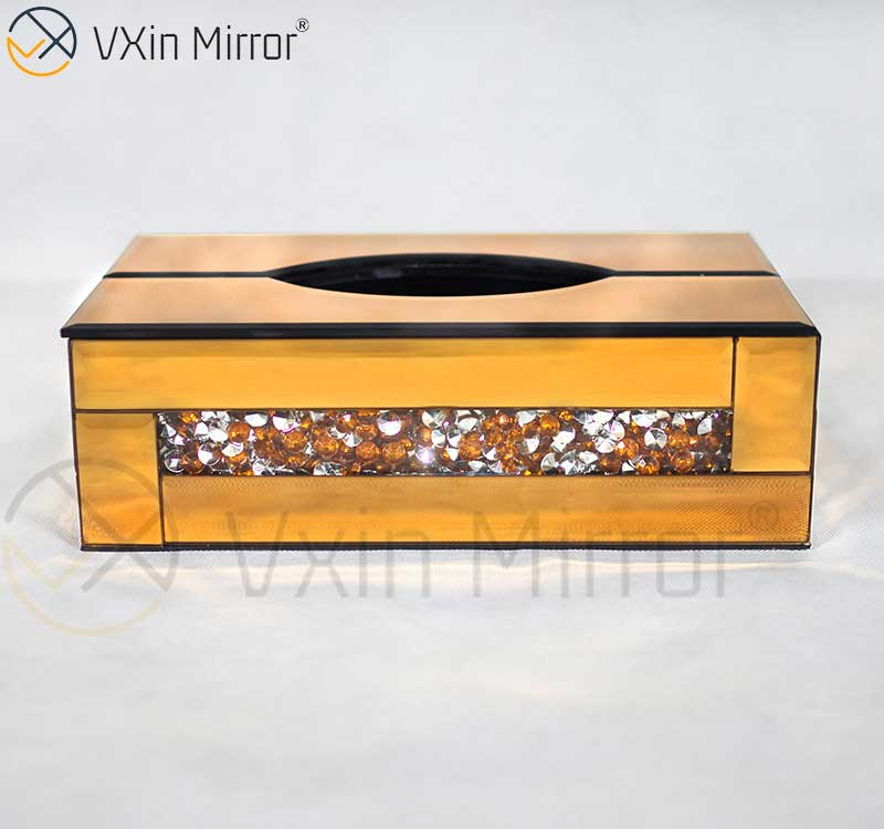 Vxin Spiegel WXB-001 Braun Luxus Glas Crushed Diamond Tissue Box Spiegel Tissue Box