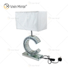 Moderner Stil WXTL-02 Silber Crushed Crystal Mirrored C-Form Tischlampe für Schlafzimmer Spiegellampe