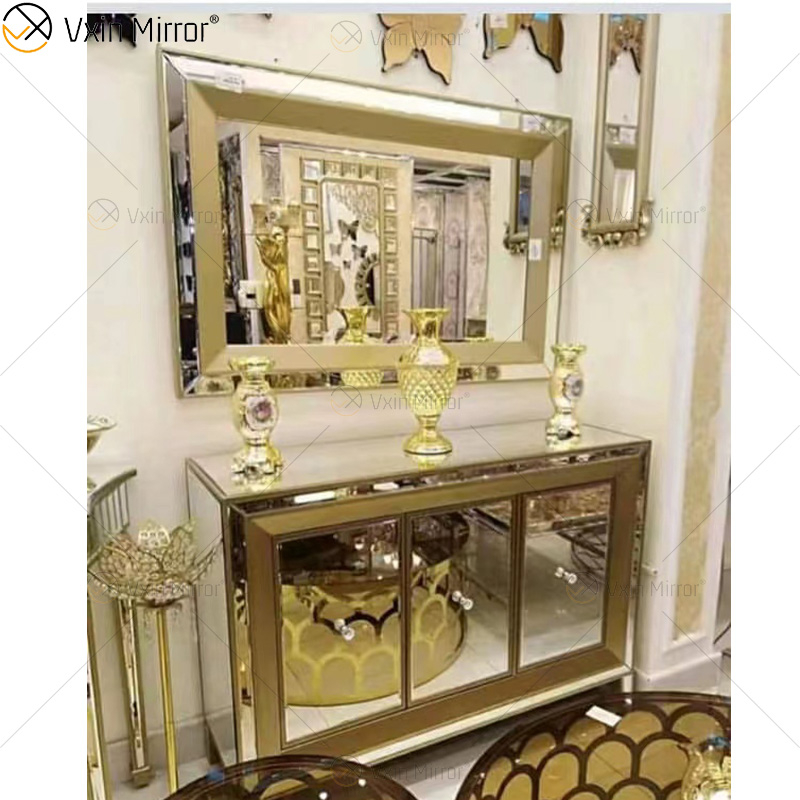 Champage Gold Design Sideboard WXF-268 Luxuriöser verspiegelter Schrank mit Muti-Schubladen