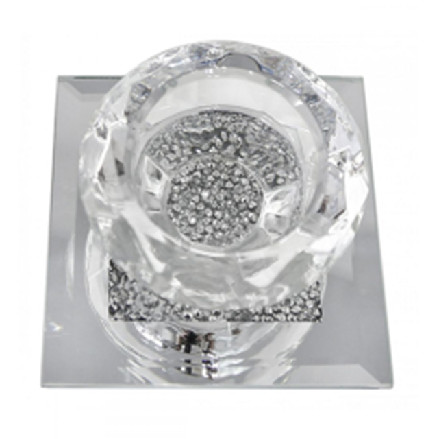 Kundengerechter Namensmoderner eleganter silberner Glaskerzenhalter des zerquetschten Diamant-WXCH-002