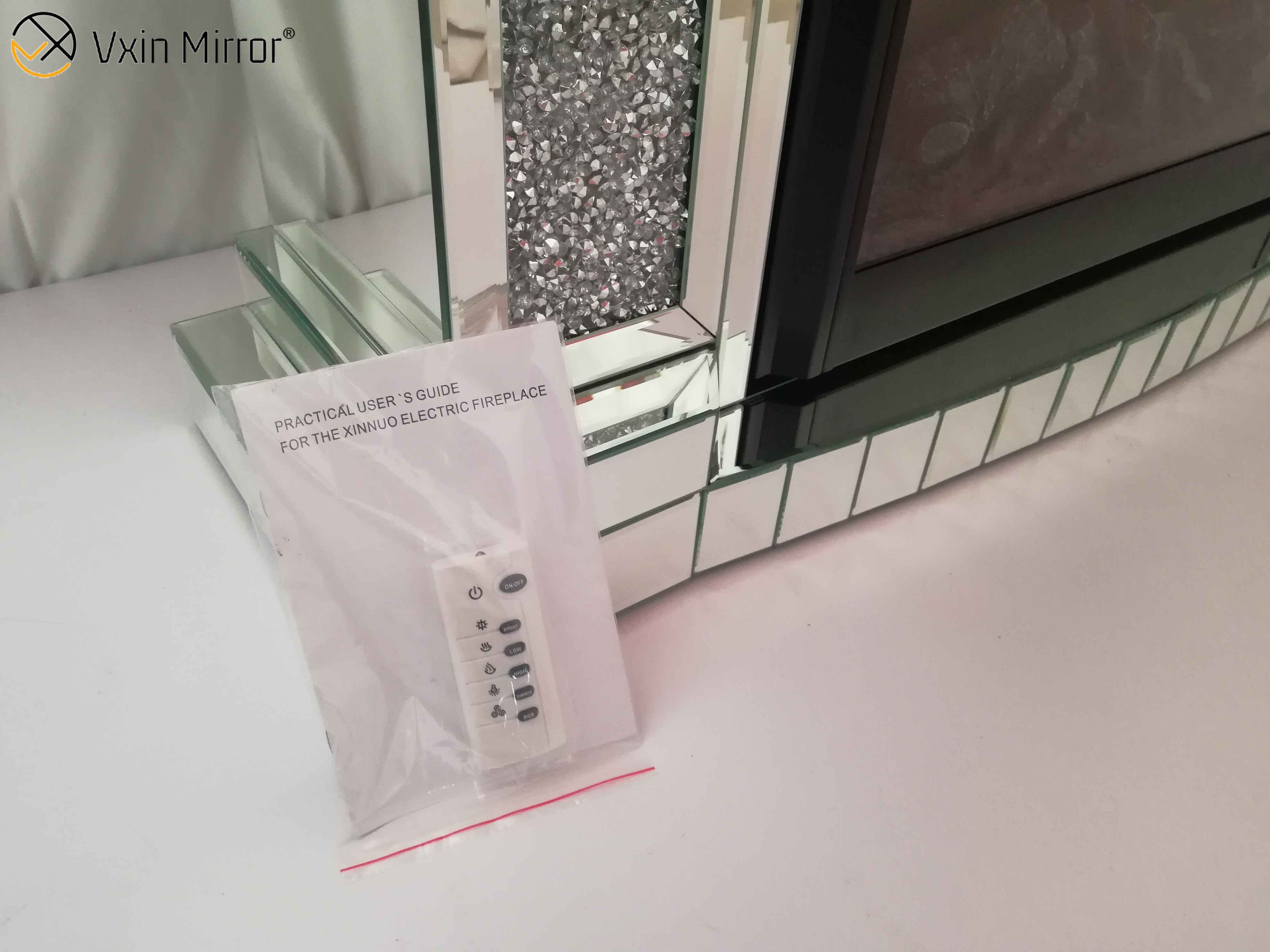 Modern Home Decor Wohnzimmer Spiegel Kamin Sparkle Diamond Crush Spiegelmöbel Elektrokamin WXWF-044