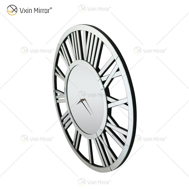 Heißer Verkauf WXMC-04 Moderne Wand Dekorative Elegante Römische Ziffer Design Silber Und Gold Wandspiegel Uhr