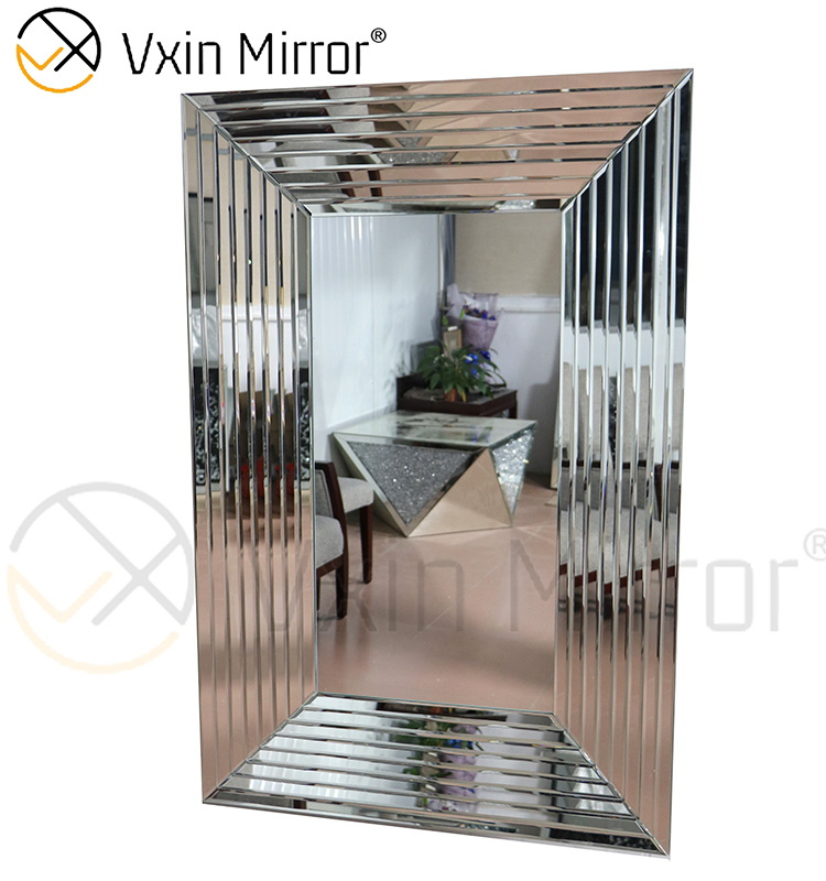 Design Wall Decoration WXM-1529 Verspiegelter Wandkunst-Silber-Rechteck-Wandspiegel
