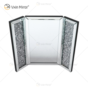 Neues Design WXM-1790-1 Wanddekoration Silber Crushed Diamond Tisch Spiegelsäule