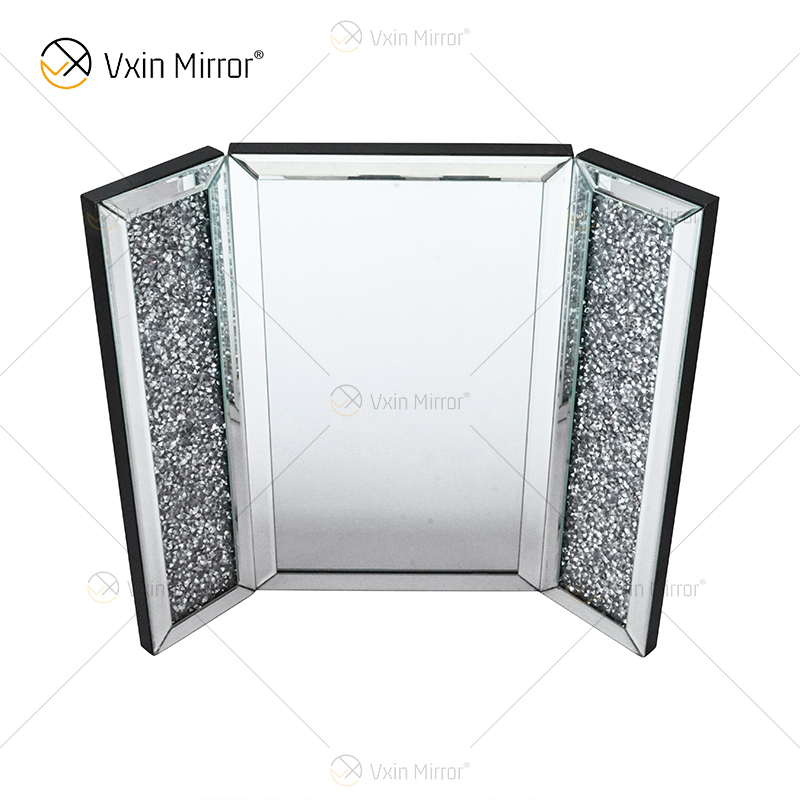 Neues Design WXM-1790-1 Wanddekoration Silber Crushed Diamond Tisch Spiegelsäule