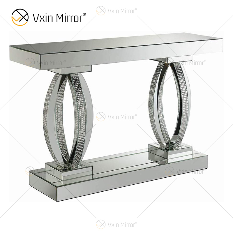 Einzigartiger moderner Konsolentisch aus verspiegeltem Glas, Akzenttisch für Wohnzimmer, Eingangshalle, Wohnkultur WXF-294