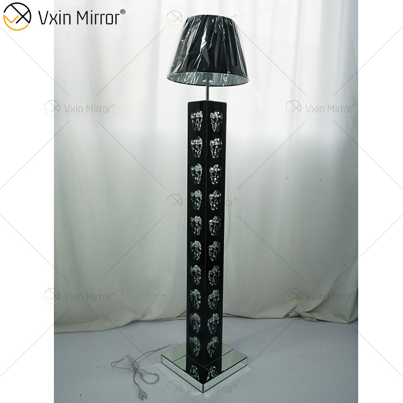 Gothic Style WXFL-027 Wohnzimmer Silber Kristall Stehlampe mit Lampenschirm für Hotelspiegellampe