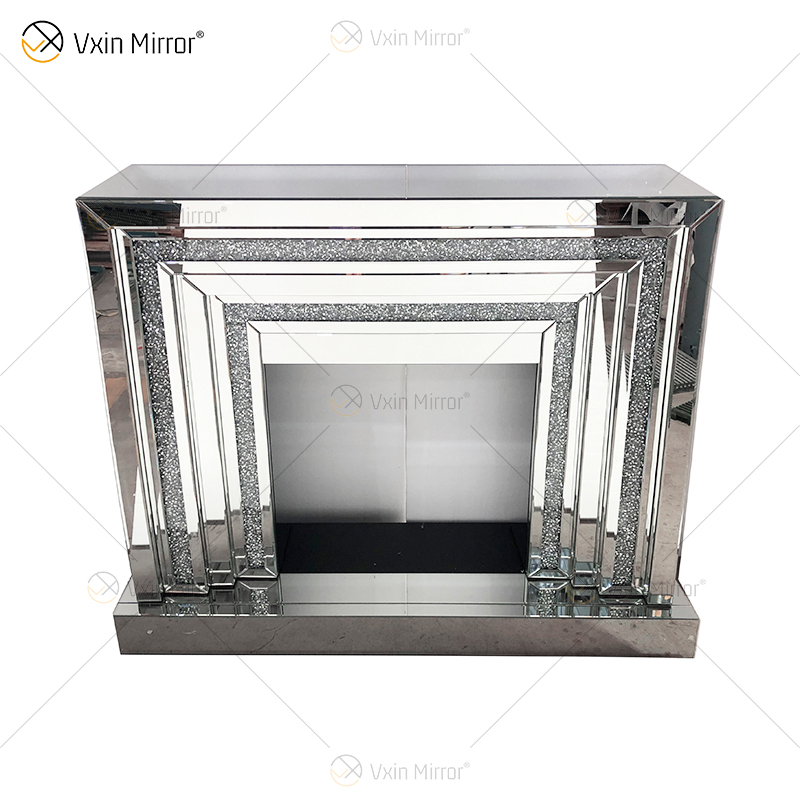 WXWF-1093 Floating Sparkle Crystal Diamonds Mirror Kamin mit Einsätzen in Hot Sell Customized