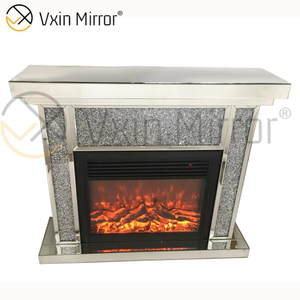 Wohnkultur Indoor Luxury Crystal Crushed Diamond Spiegelkamin mit Hot Wind Insert in Wohnzimmermöbeln WXWF-042