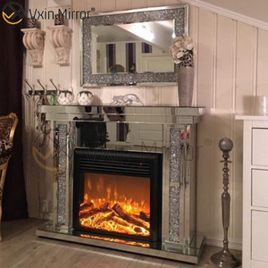 Heißer Verkauf 2020 WXWF-043 Crushed Diamond Mirror Kamin mit Hot Wind Insert