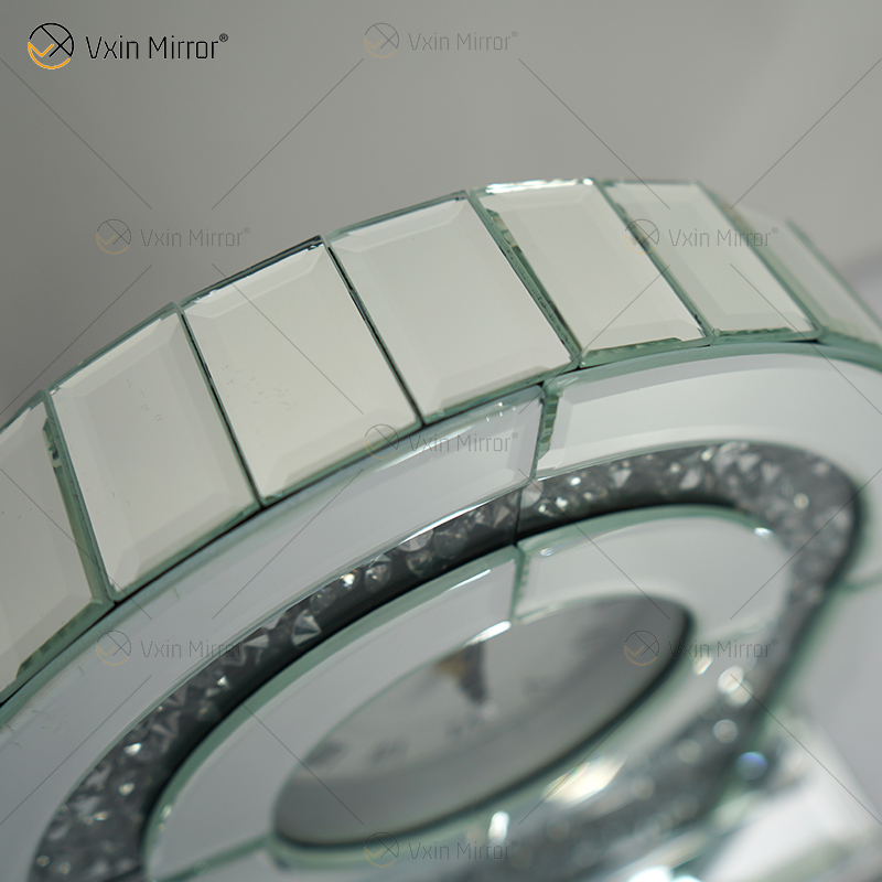 Fabrikneues Design WXMC-056 Crushed Diamond Silver Mirror Rectangle Tischuhr
