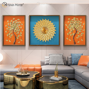 Die neueste Vxin WXPA-25 3D Abstrakte Wandkunst Metall Wandkunst Dekor Heimtextilien Wohnzimmer gerahmt für Home Set zum Verkauf