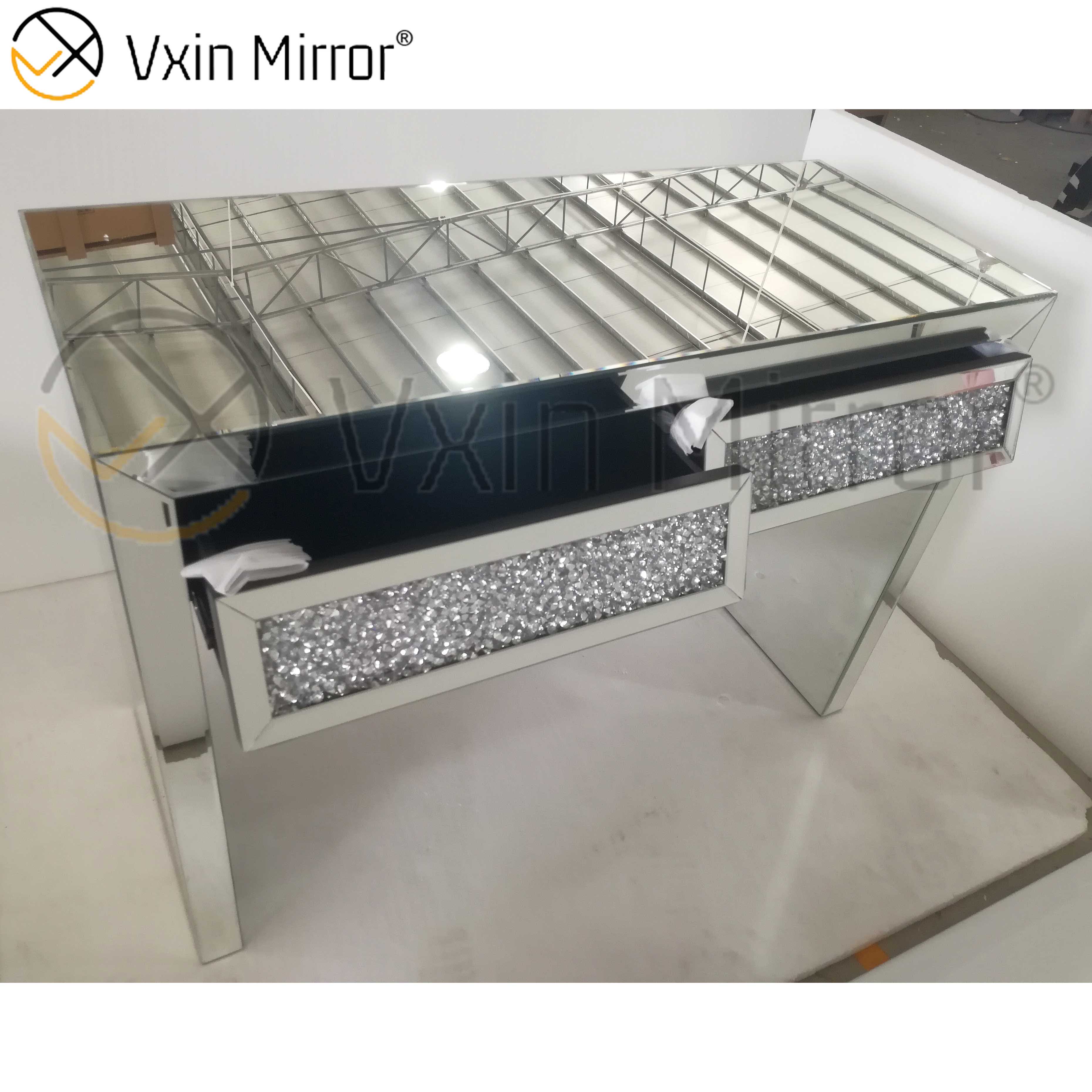 Verspiegelter Konsolentisch VXin WXWF-710 Zwei Schubladen Crushed Diamond Beval Silver Beistelltisch