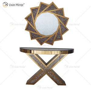 Factory Supply Vxin Moderne Wohnkultur Luxus Crush Diamond verspiegelter Konsolentisch mit Spiegel