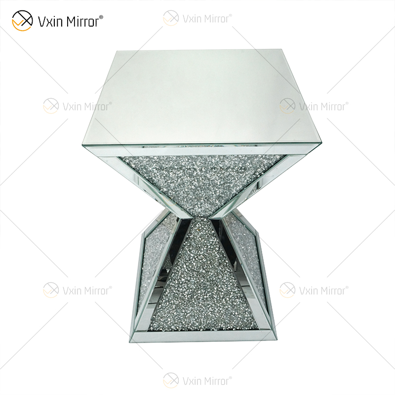 Vxin WXF-151 Square Top Mirror Decor Diamond Mirror Beistelltisch Glas verspiegelter Tisch