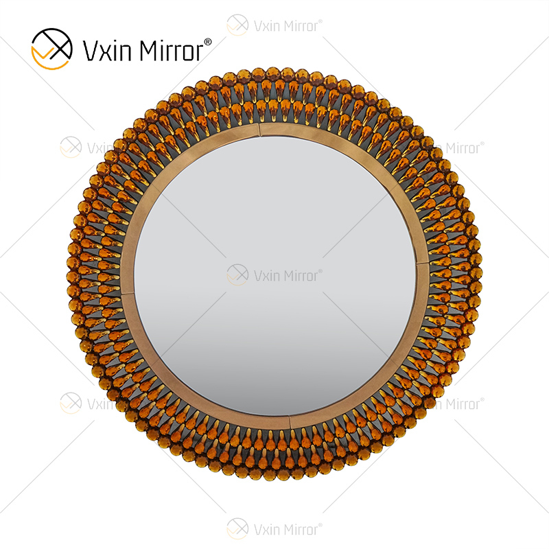 Venetian Decor WXM-1112 Wandhalterung Pagodenförmiger Wandspiegel aus braunem Glas