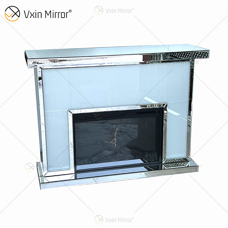 Neues Design WXMF-096 LED-Wohnzimmer-Spiegelkamin aus silberfarbenem Milchglas mit Inneneinsatz