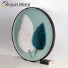 Großhandel Moderne Minimalismus Weiß Blau Malerei Luxus Runde Kristall Wandkunst auf Wohnzimmer Spiegelwandkunst