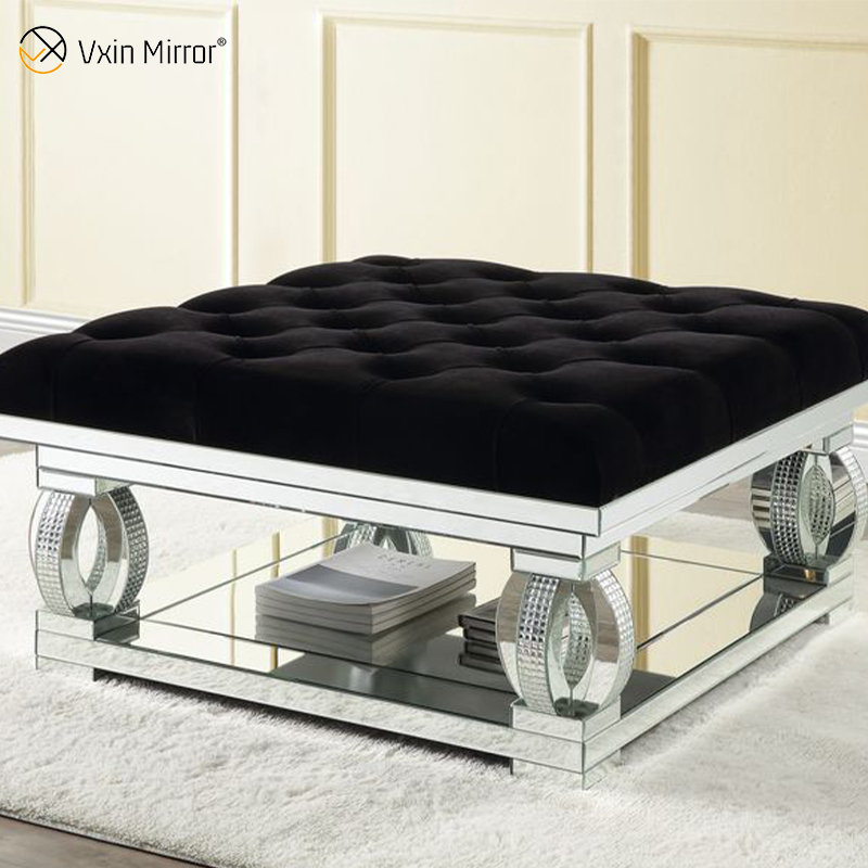 Moderner verspiegelter Couchtisch WXF-601 Sparkly Beistelltisch für Wohnzimmer Set mit Sofa für Set