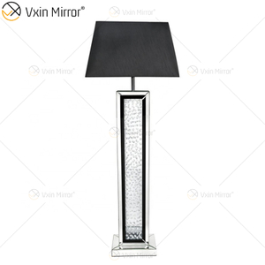 Schwarzer Rahmen WXFL-056 Wohnzimmer Elegantes Silber Moderne Kristall 3D Spiegel Stehlampe Spiegellampe