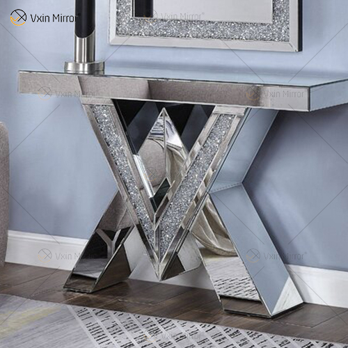 2022 Neue Produkte Designer Konsolentisch Crushed Diamond Crystal Mirrored Konsolentische