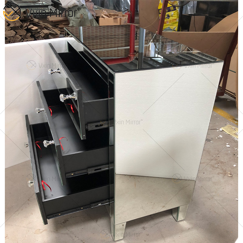 Classical Style WXF-844 Silver Modern Muti Drawers Mirrored Cabinet Cabinet Customize Size